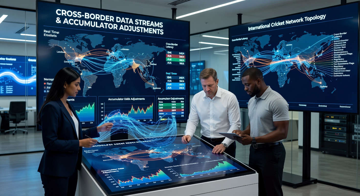 Live data visualization showing accumulator odds shifting across multiple international cricket markets