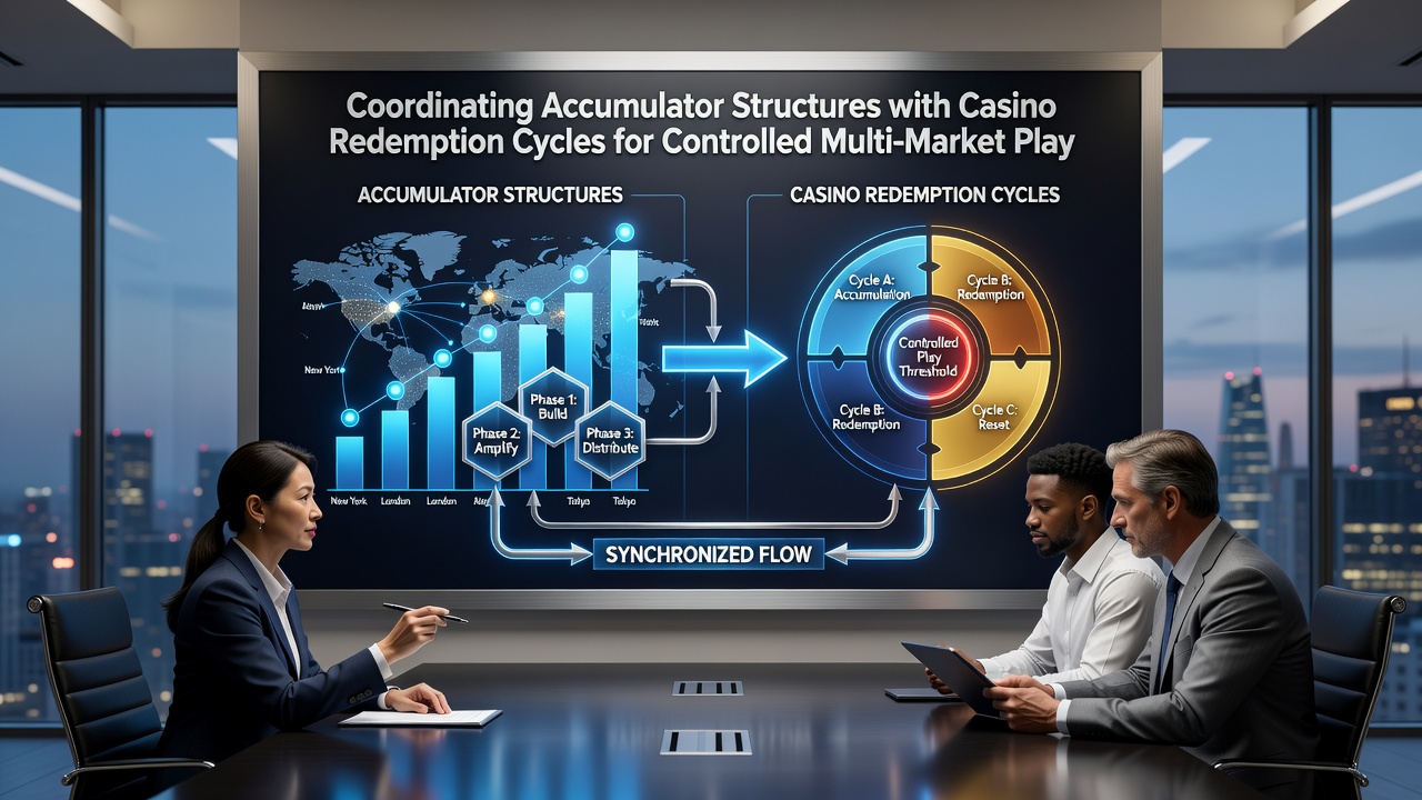 Flowchart showing synchronized timing between accumulator settlements and casino redemption progress meters