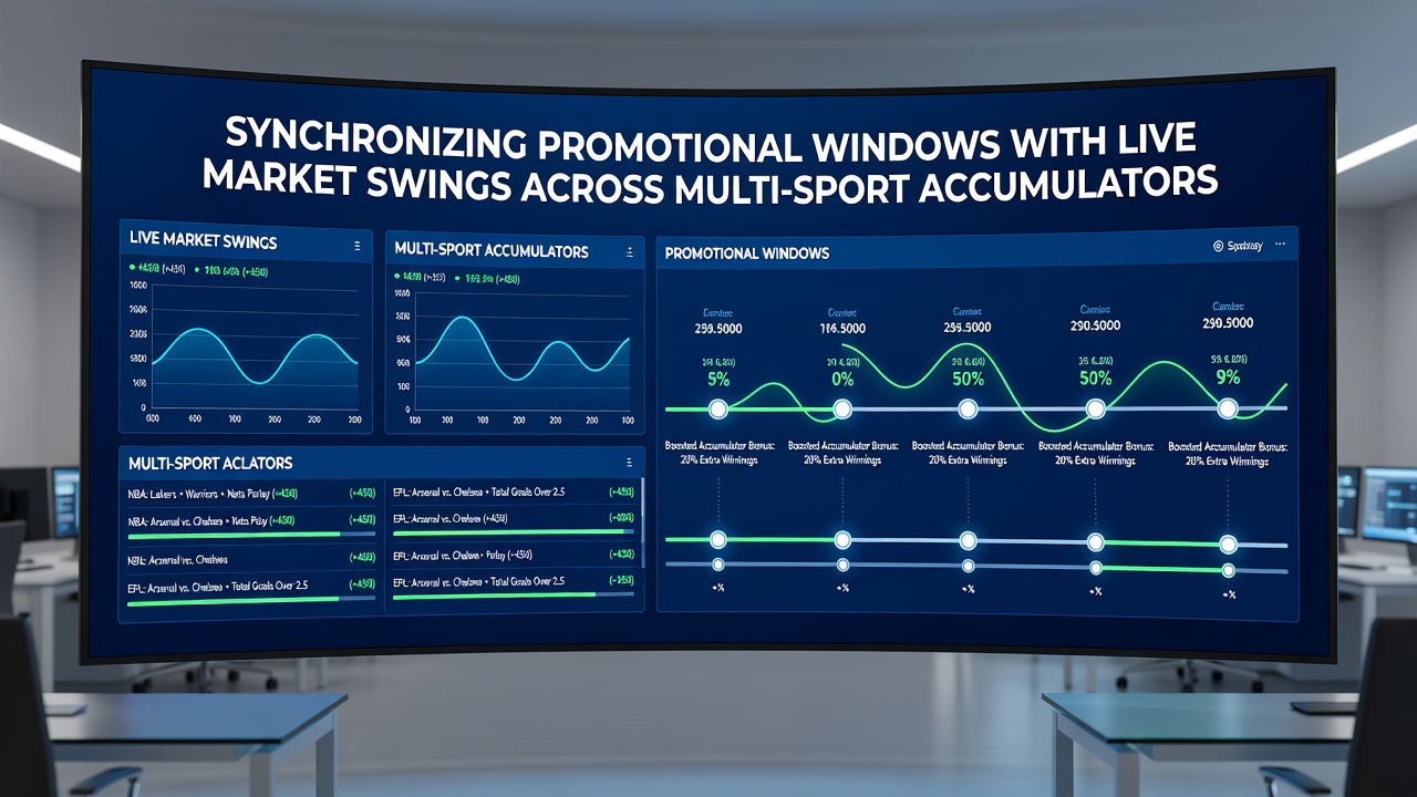Live odds dashboard showing accumulator builder with active promotional timer and multi-sport selections