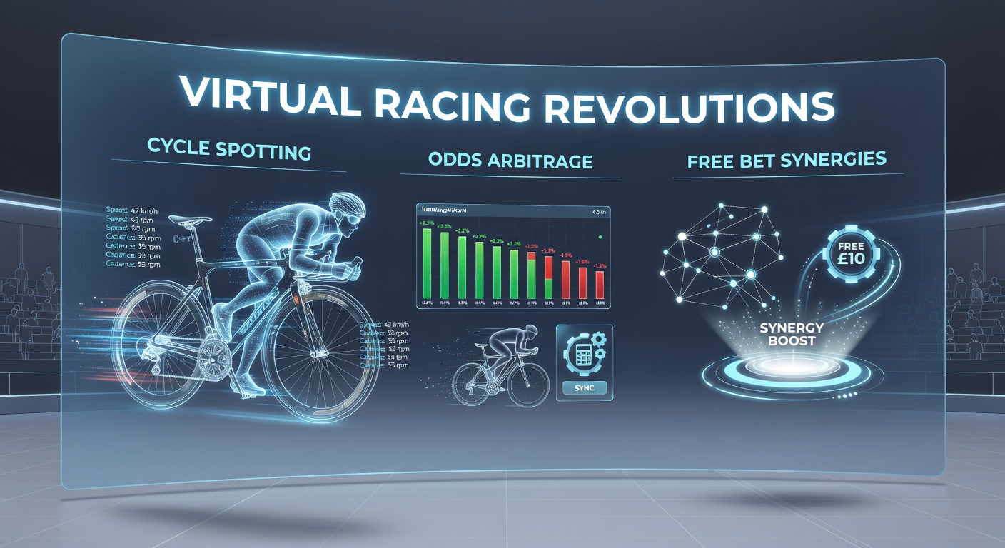 Dynamic virtual horse racing simulation showing horses speeding around a digital track with odds overlays